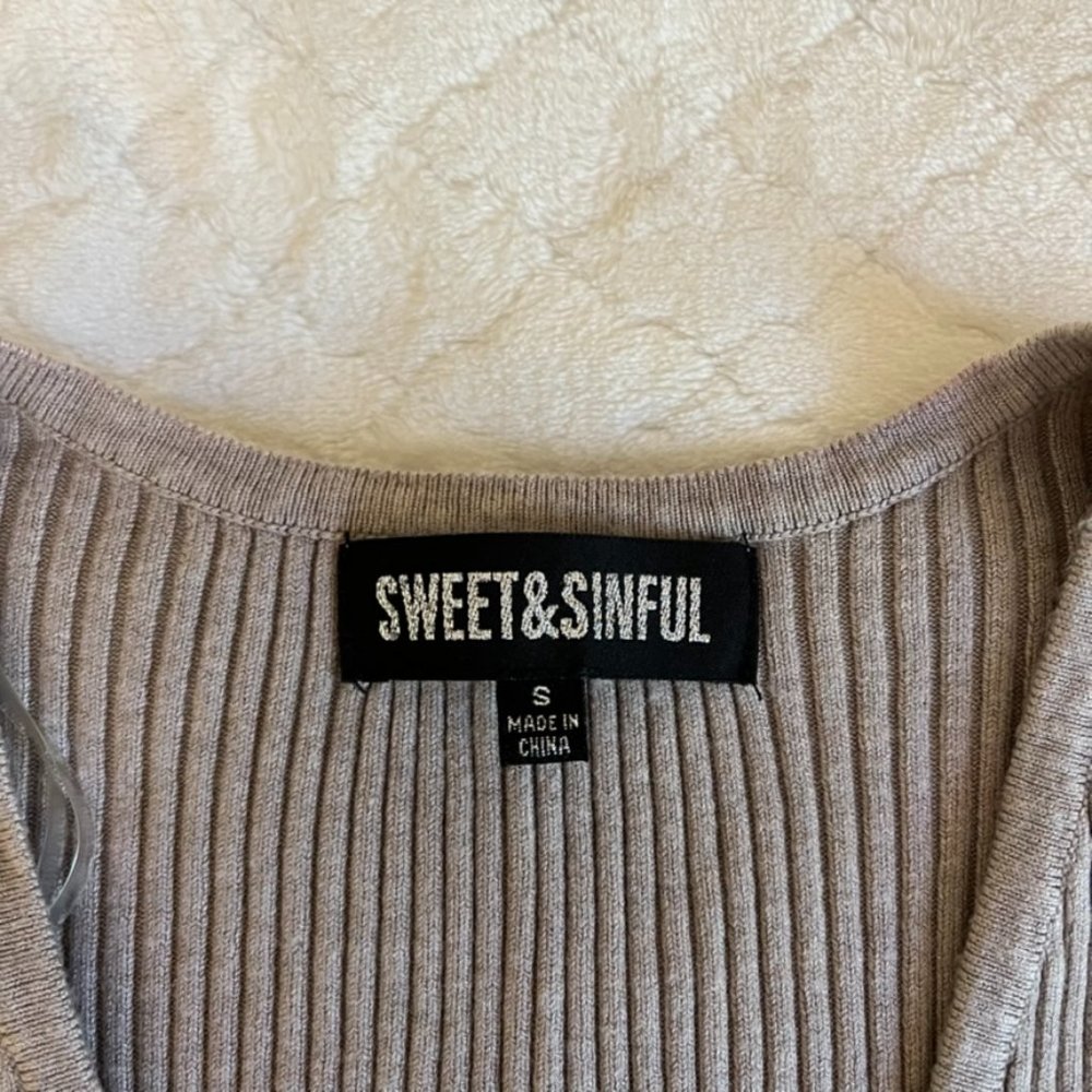 Sweet&Sinful Tie Front Ribbed Top - Picture 2 of 2